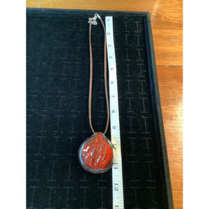 Art Glass Pendant with Leather Rope Necklace